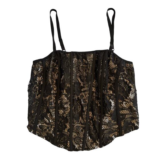 Torrid Womens Plus 1X Black Sheer Lace Corset Bustier Cami Stretch Lingerie Goth - Picture 1 of 15